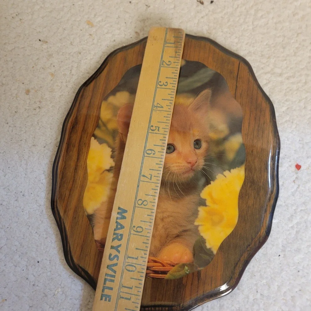 Unbranded Kitten Wall Plaque Home Decor OS Brown Orange Excellent Retro Kitsch